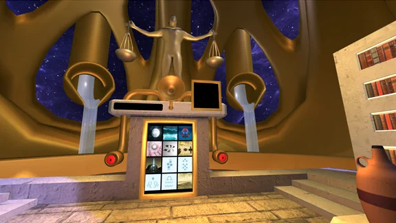 A machine located in the Secret Archive contains rows of picture tiles.